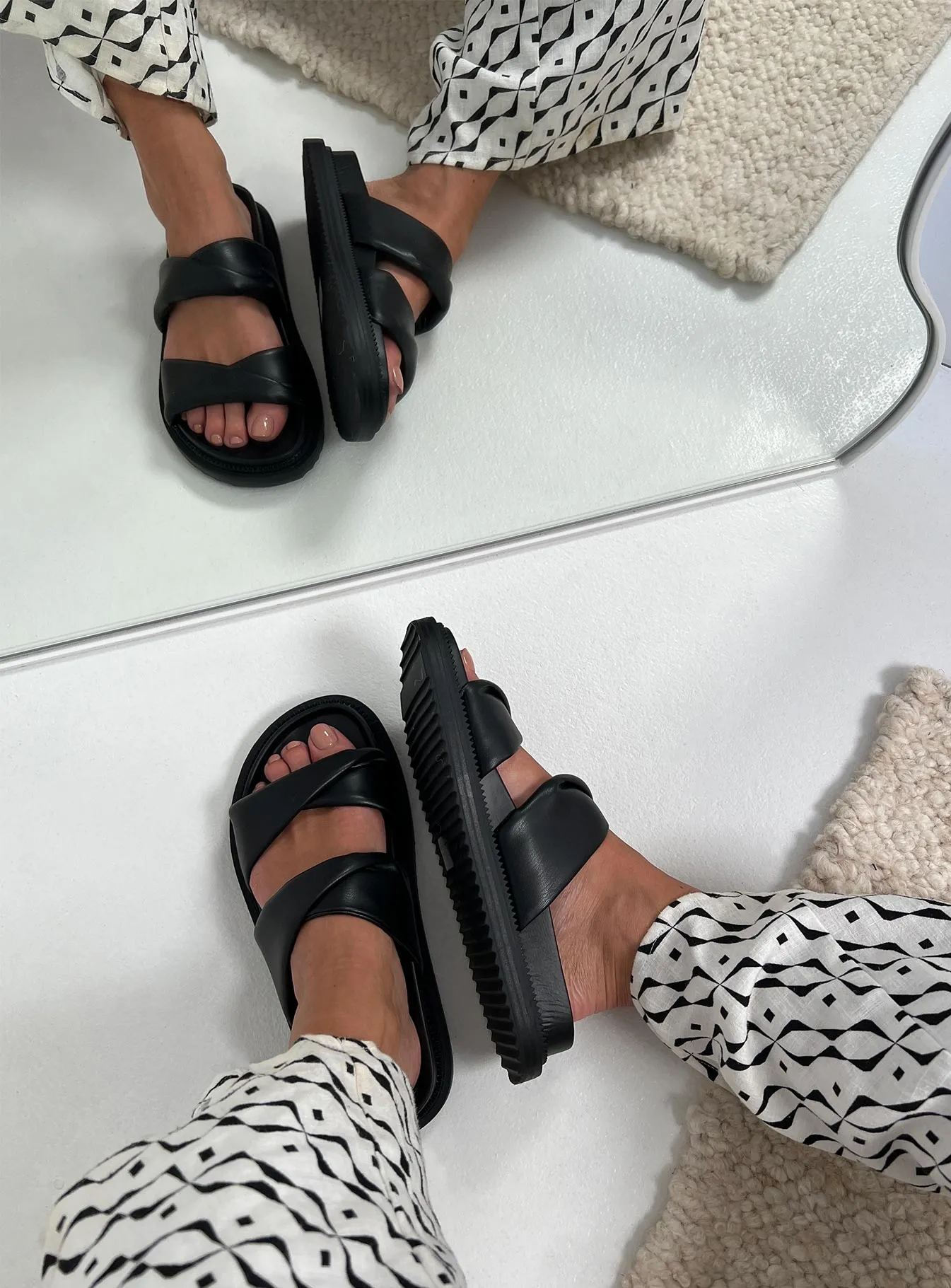 Sani Flats Black sold by Princess Polly