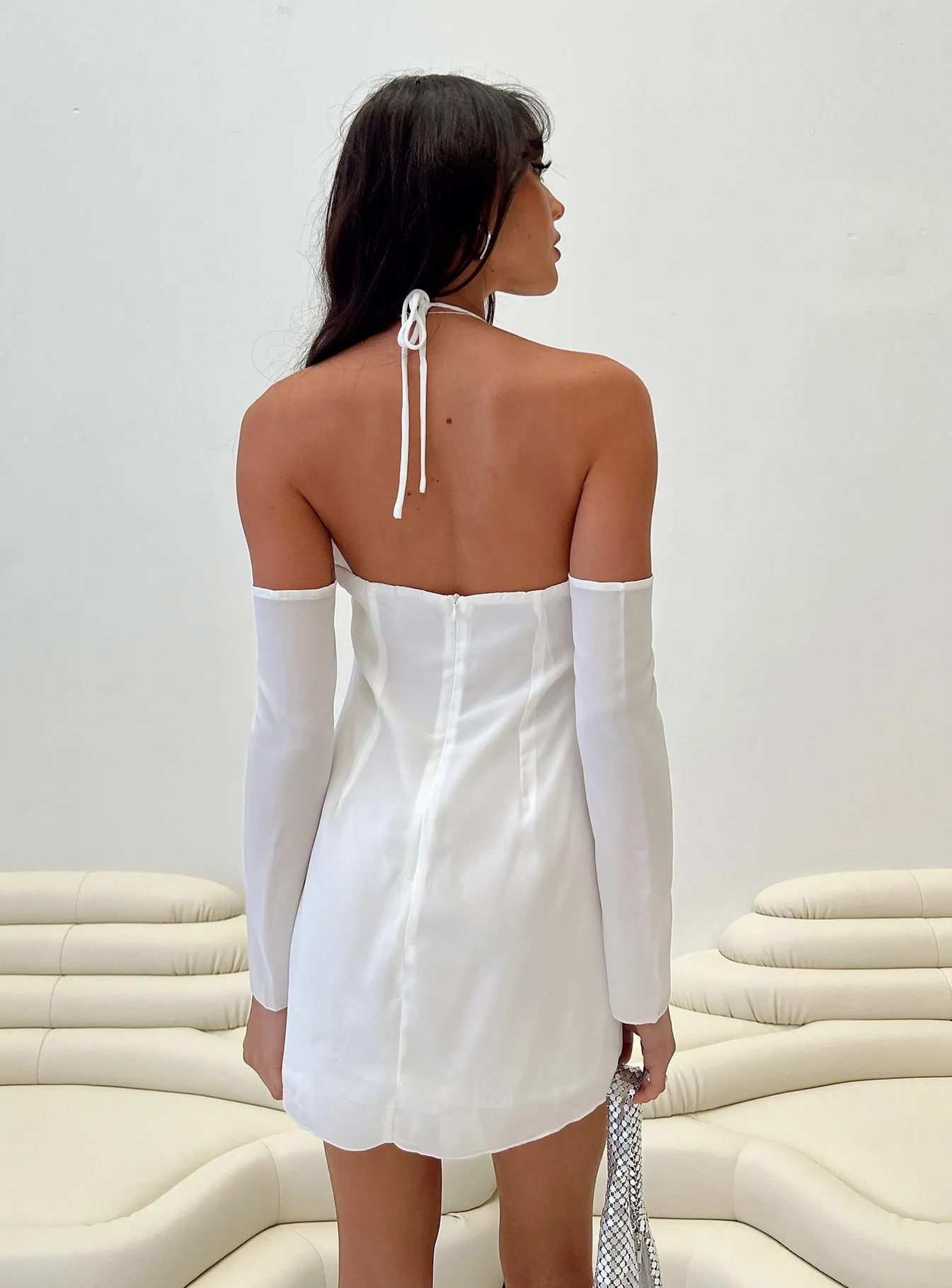 Calusa Long Sleeve Mini Dress White sold by Princess Polly product image thumbnail 4