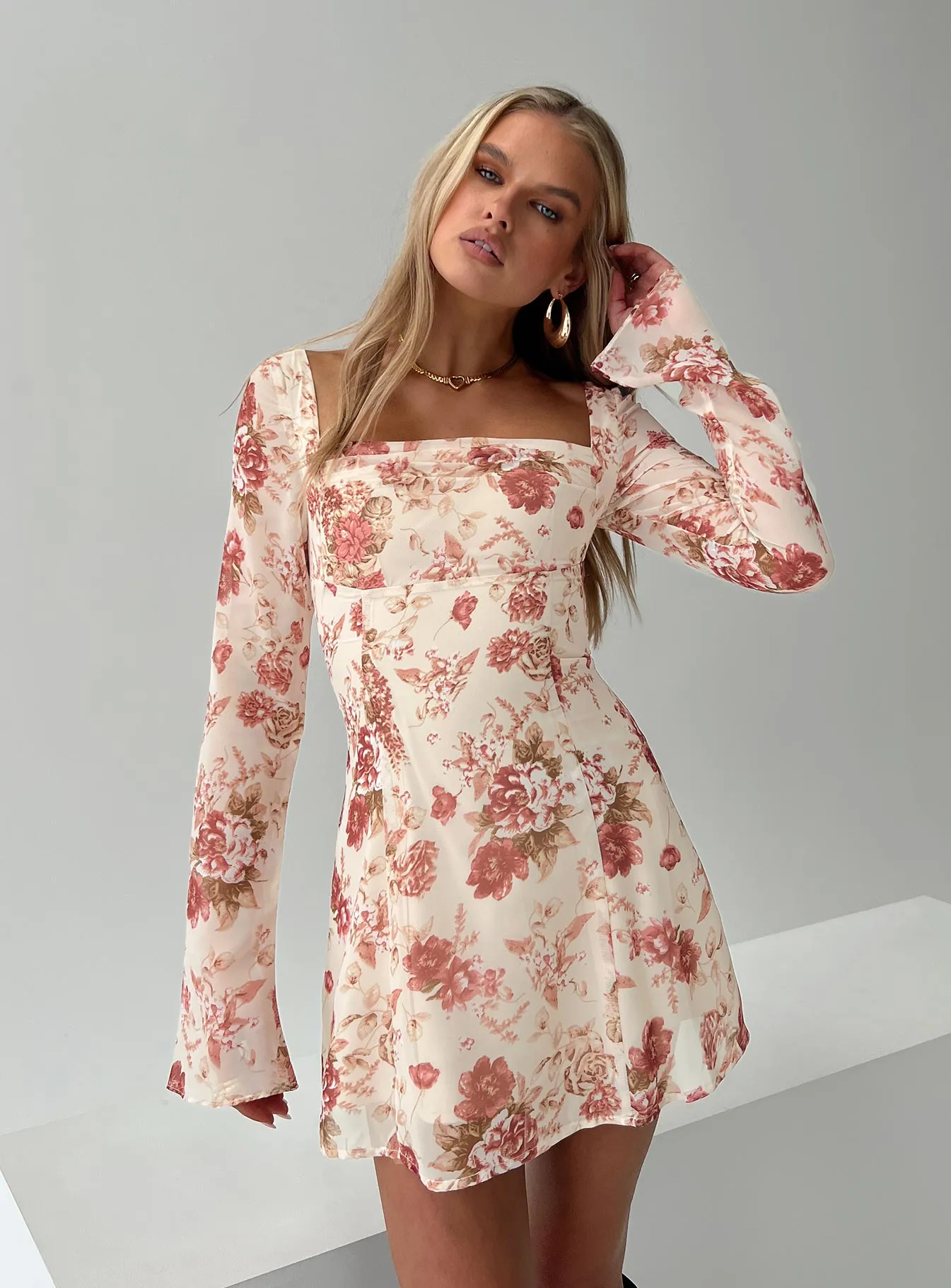 Valentin Long Sleeve Mini Dress Floral sold by Princess Polly
