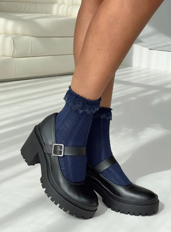 Azura Frill Socks Navy sold by Princess Polly