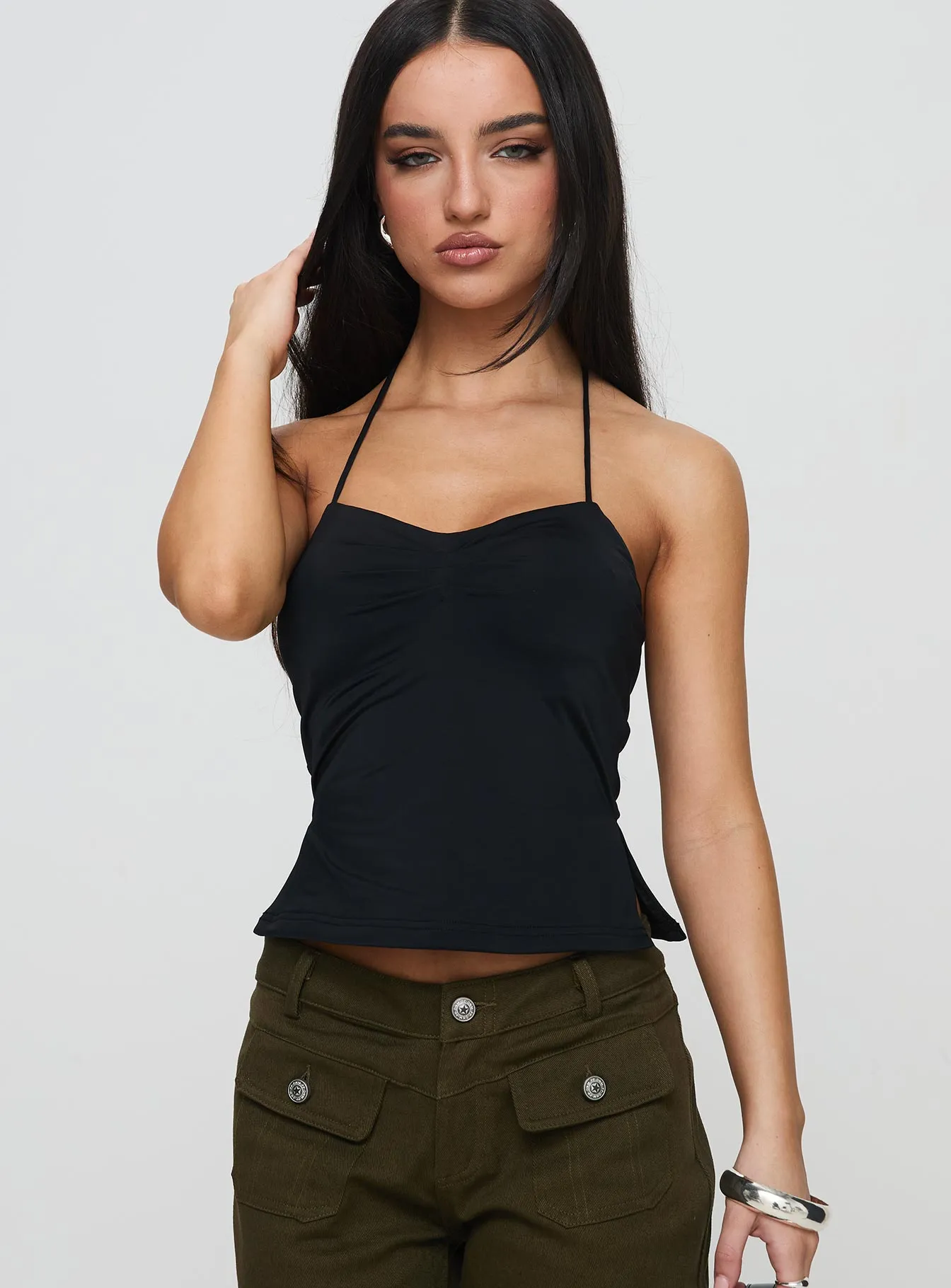Rehna Halter Top Black sold by Princess Polly product image thumbnail 2