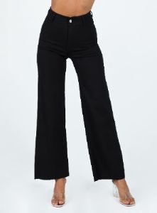 Vamp Wide Leg Denim Jeans Black sold by Princess Polly