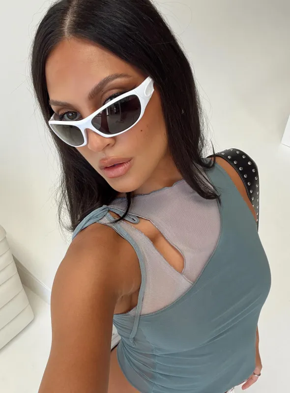 Enrico Sunglasses White sold by Princess Polly