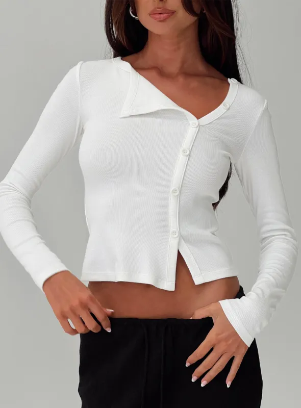 Passoni Long Sleeve Top White sold by Princess Polly