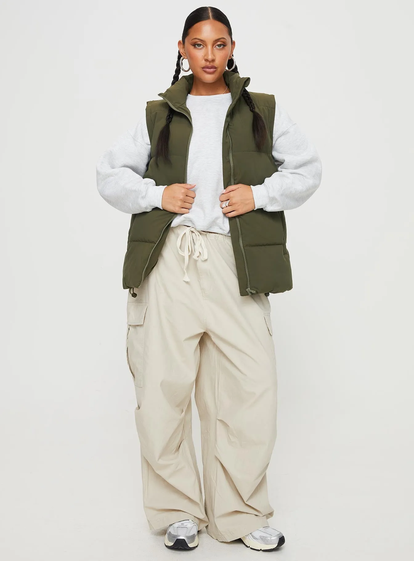 Edison Puffer Vest Olive sold by Princess Polly product image thumbnail 3