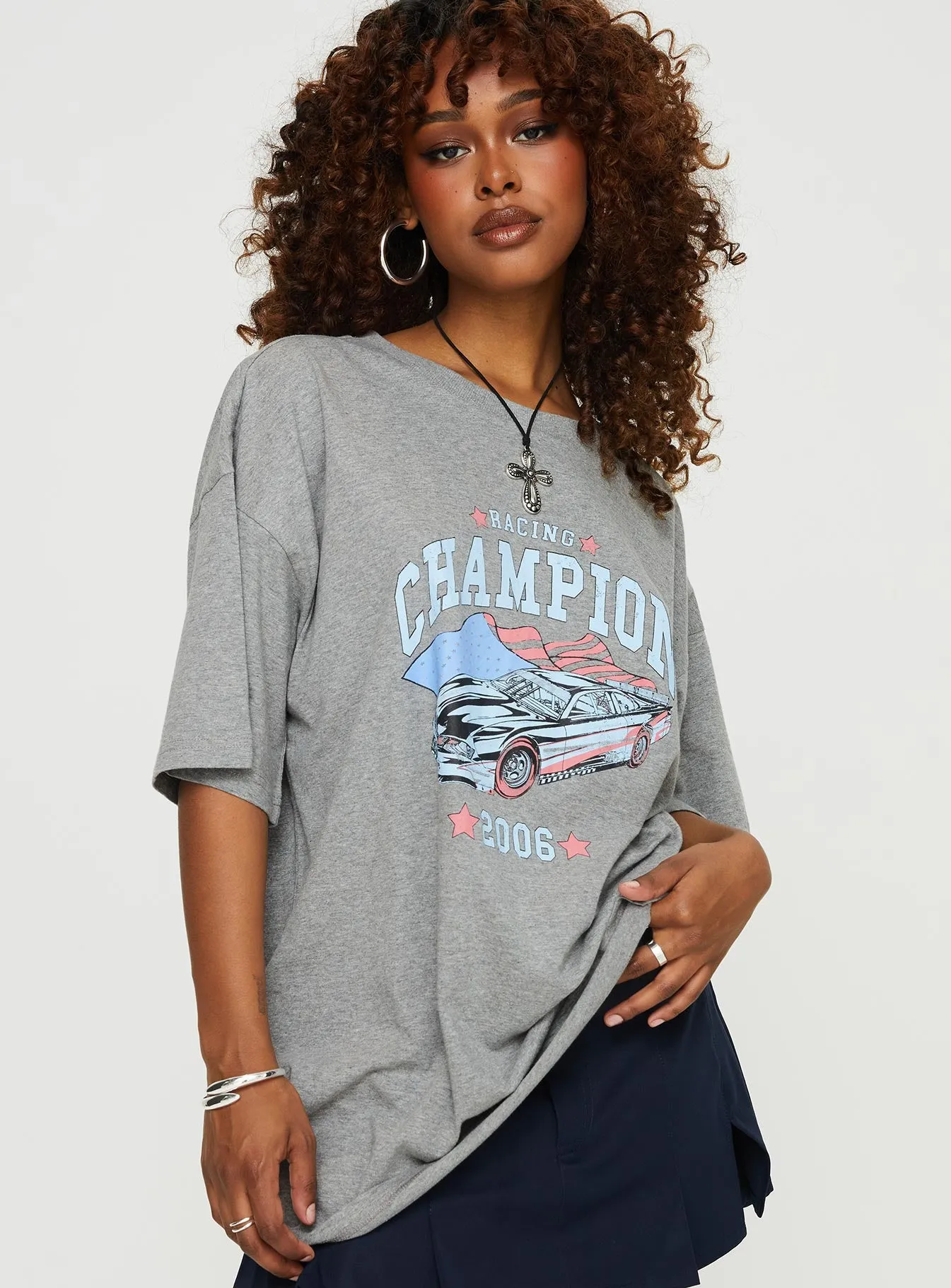 Champ Graphic Tee Grey Marle sold by Princess Polly product image thumbnail 3