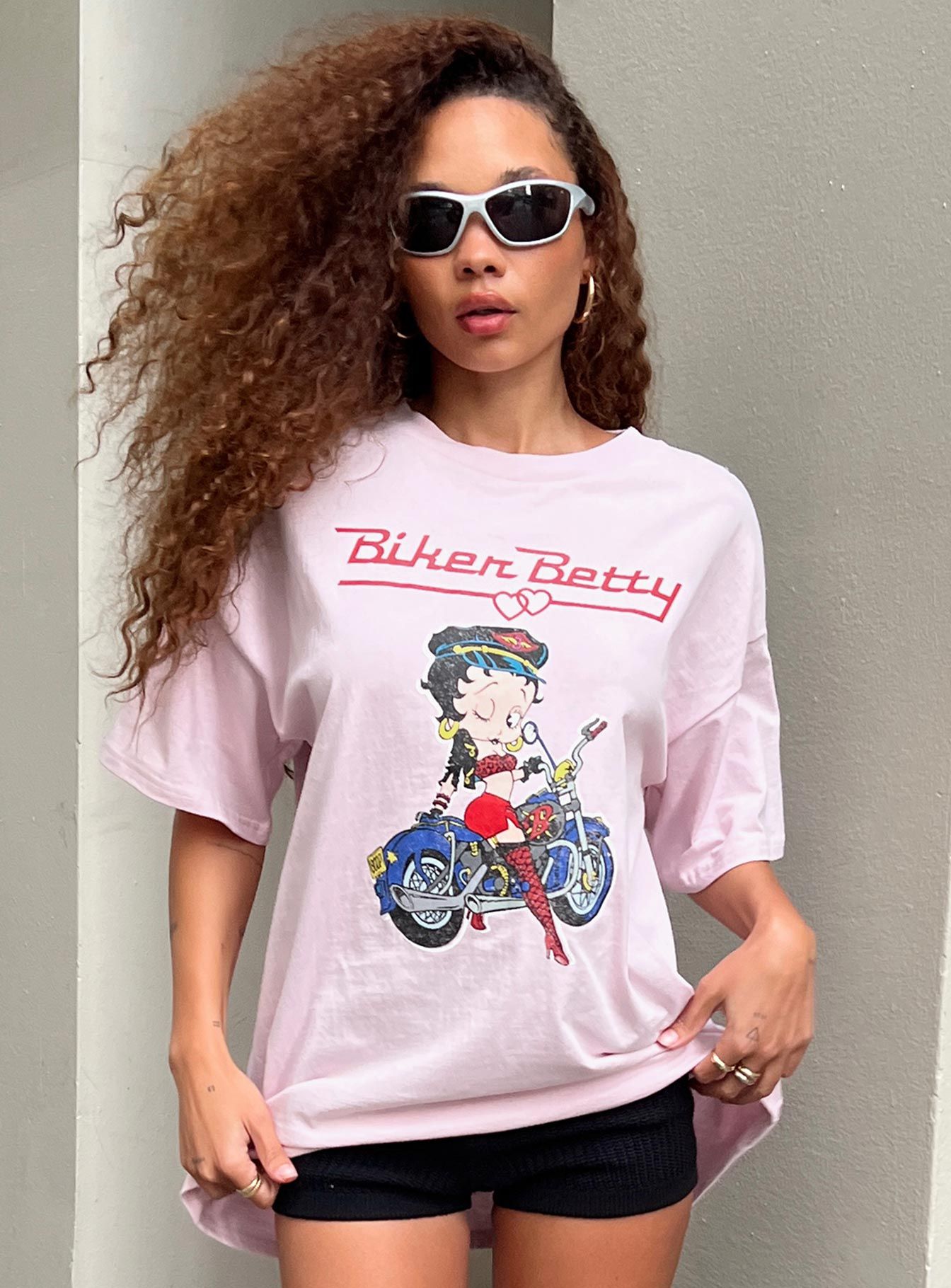 Betty Boop Oversized Biker Tee Pink sold by Princess Polly product image thumbnail 2