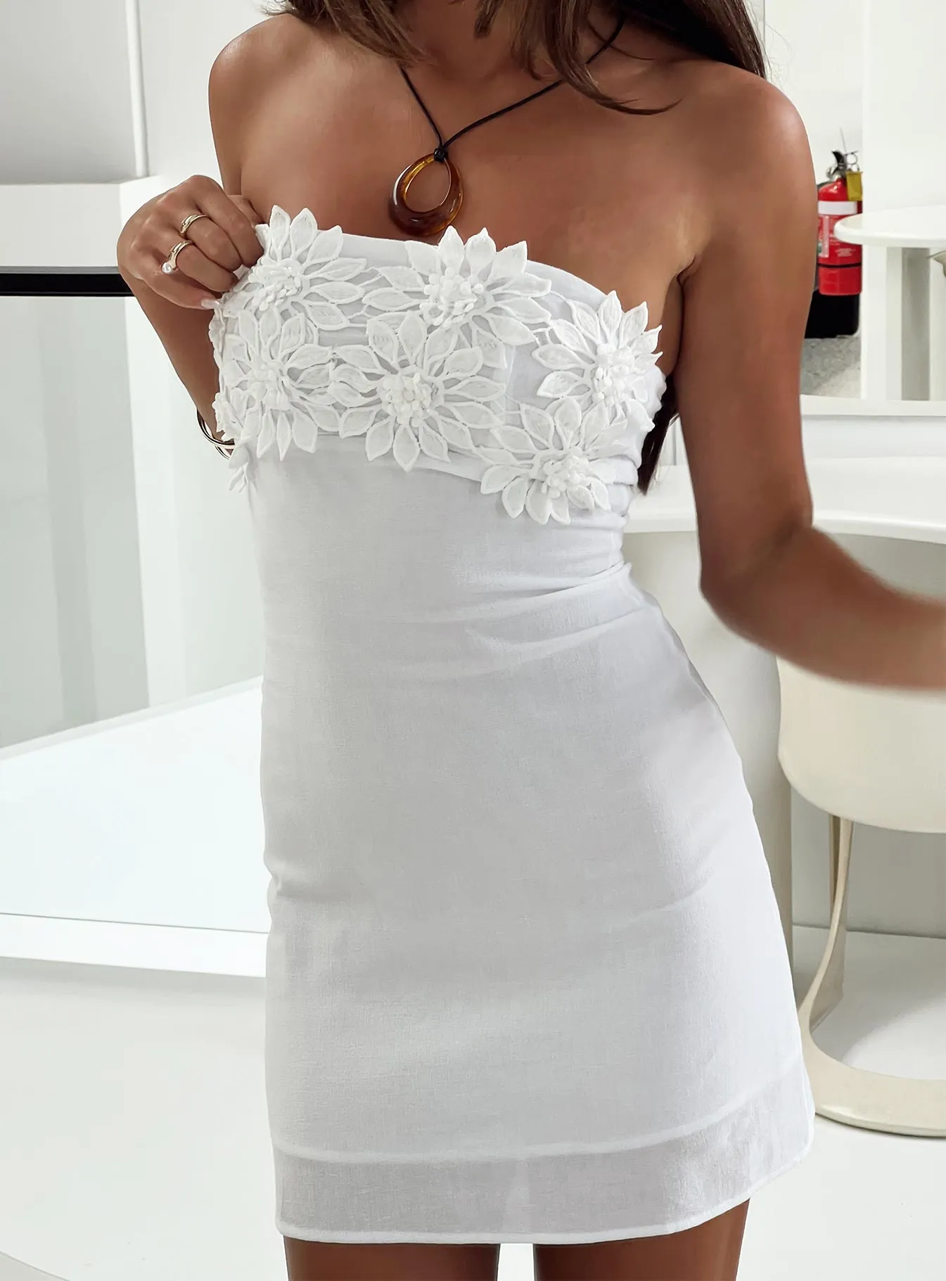 Massiel Strapless Mini Dress White sold by Princess Polly product image thumbnail 3