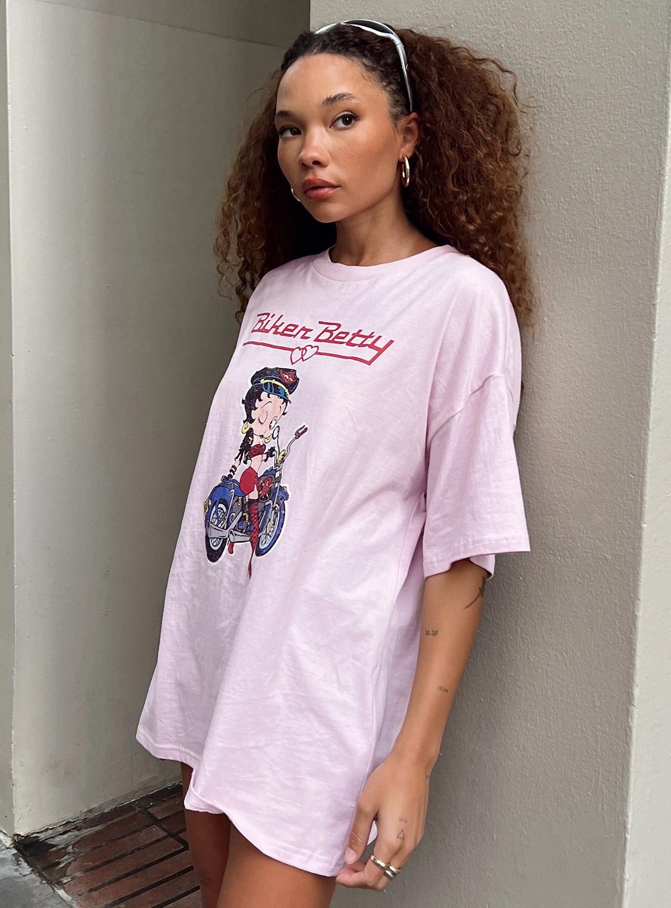 Betty Boop Oversized Biker Tee Pink sold by Princess Polly product image thumbnail 3