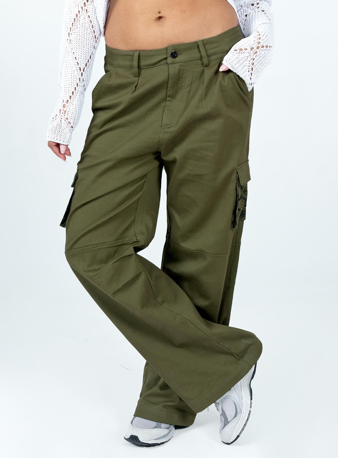 Paisley Tattoo Cargo Pants Khaki sold by Princess Polly product image thumbnail 2