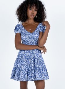 Daniela Mini Dress Blue Floral sold by Princess Polly