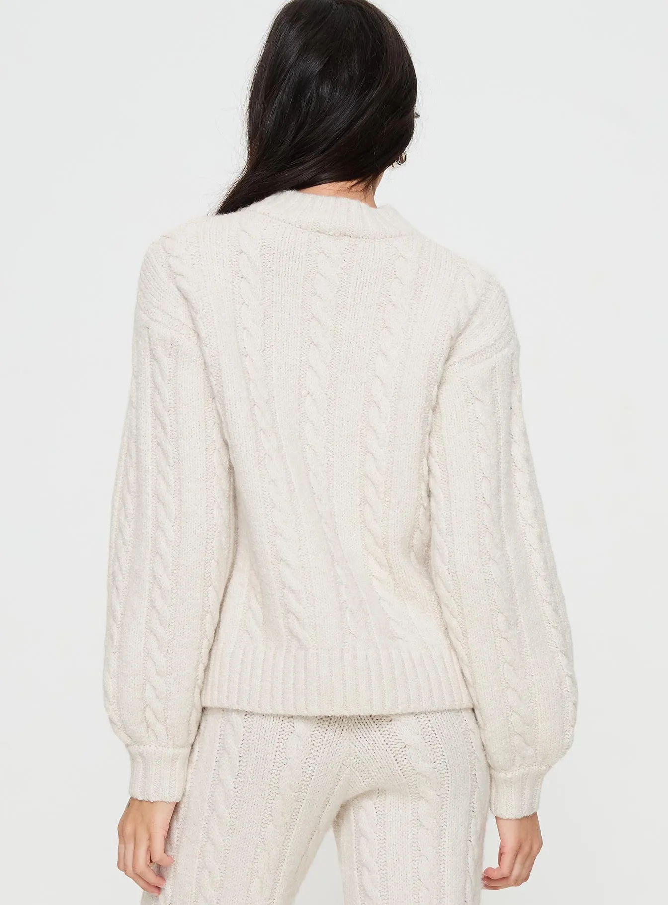 Sharif Cable Knit Sweater Beige sold by Princess Polly product image thumbnail 5