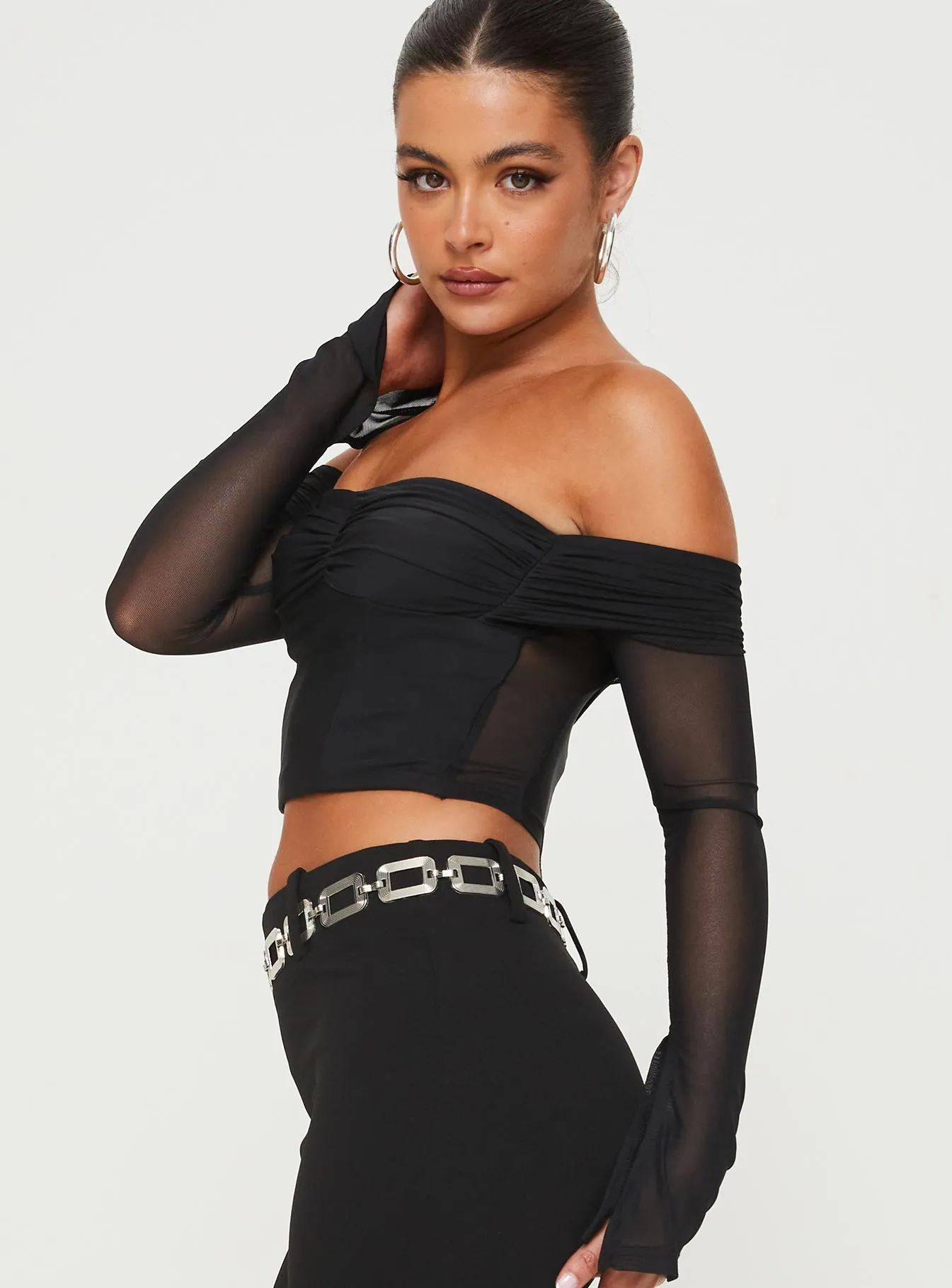 Botello Off The Shoulder Top Black sold by Princess Polly product image thumbnail 4