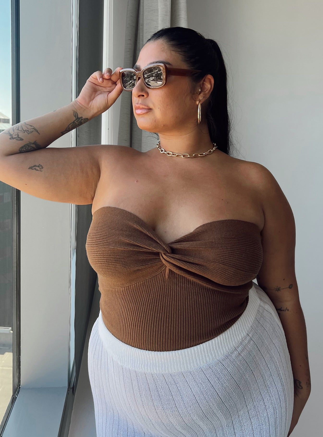 Kallista Top Brown Curve sold by Princess Polly product image thumbnail 3