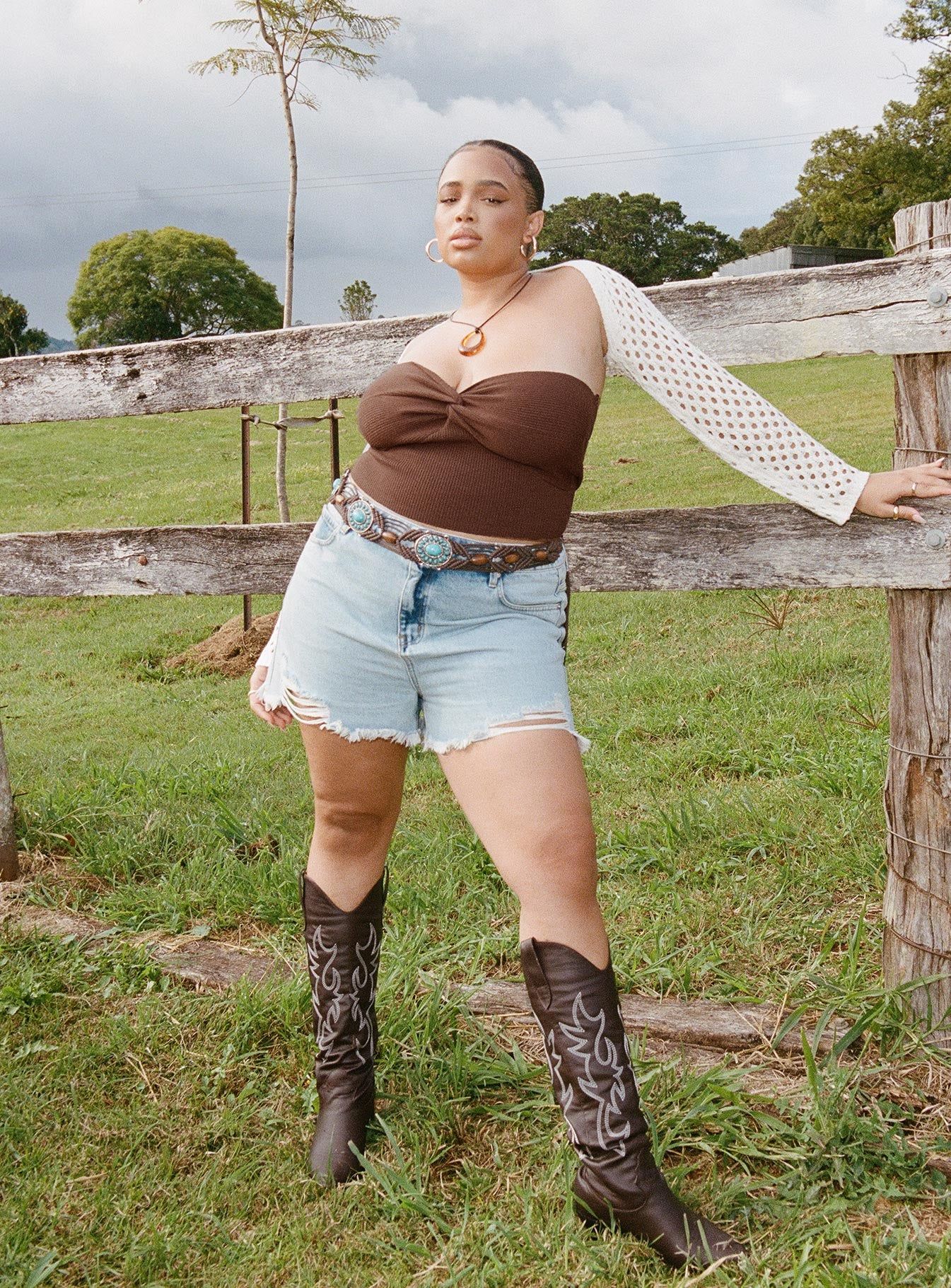 Kallista Top Brown Curve sold by Princess Polly product image thumbnail 2