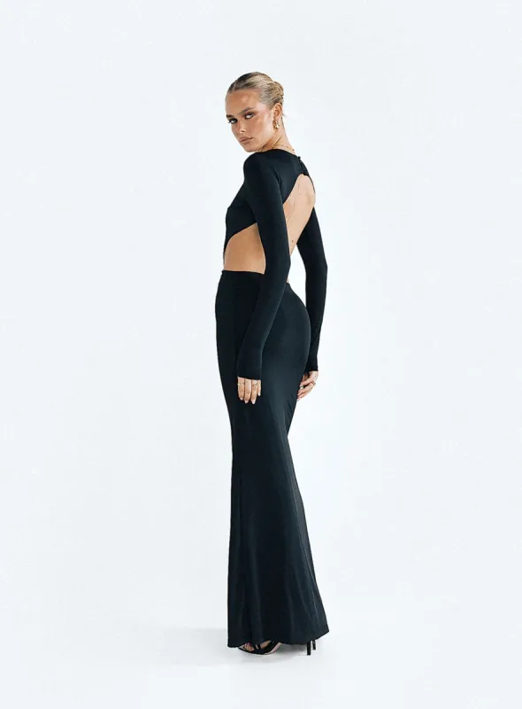 Heuston Backless Maxi Dress Black sold by Princess Polly