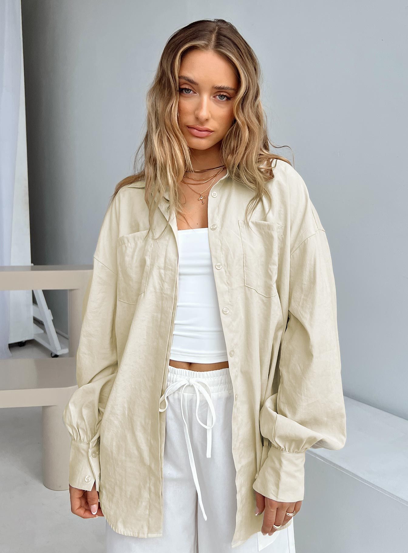 Baywood Shirt Beige sold by Princess Polly