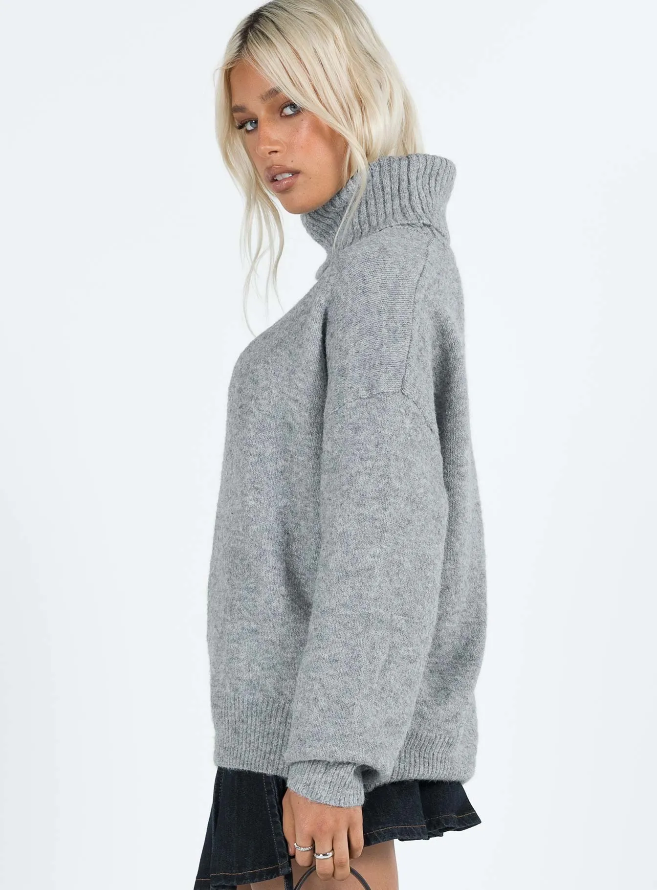 Oswin Turtleneck Sweater Grey sold by Princess Polly product image thumbnail 5