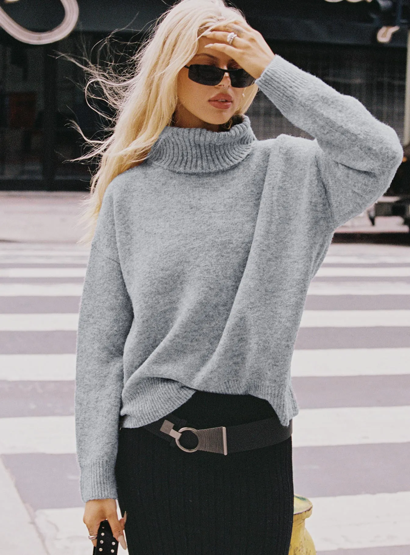 Oswin Turtleneck Sweater Grey sold by Princess Polly