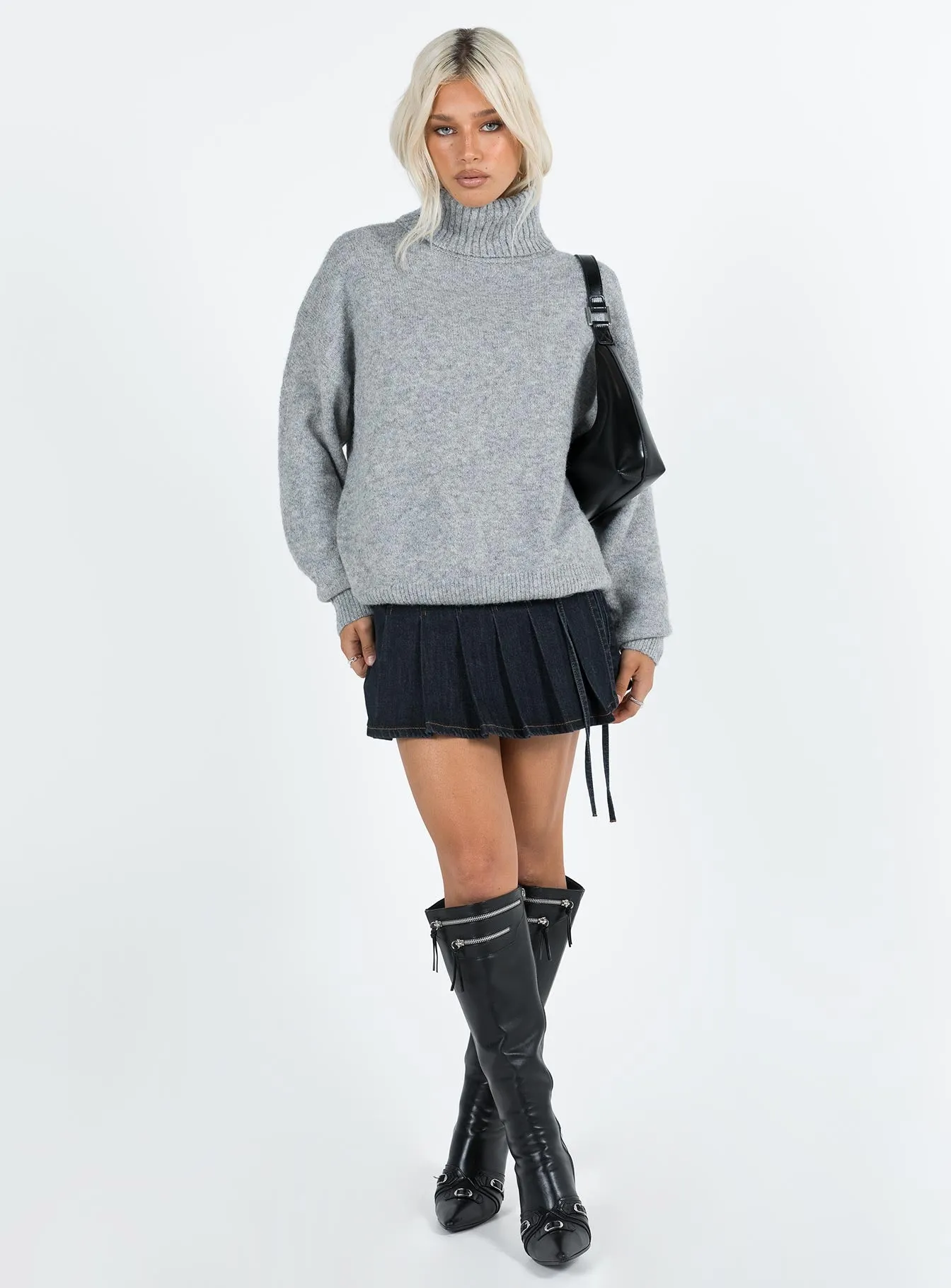 Oswin Turtleneck Sweater Grey sold by Princess Polly product image thumbnail 4