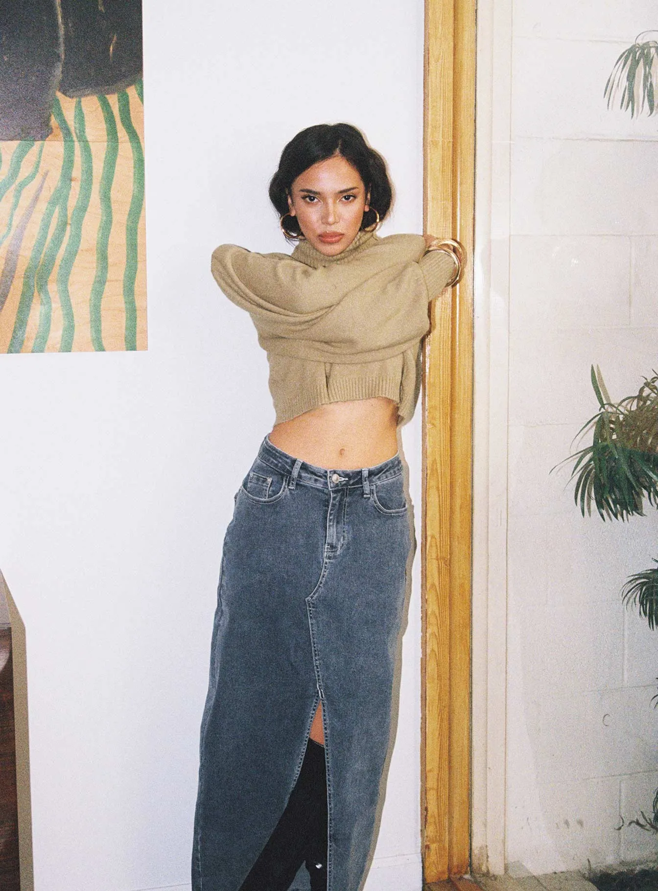 Batkins Maxi Skirt Dark Wash Denim Petite sold by Princess Polly product image thumbnail 3