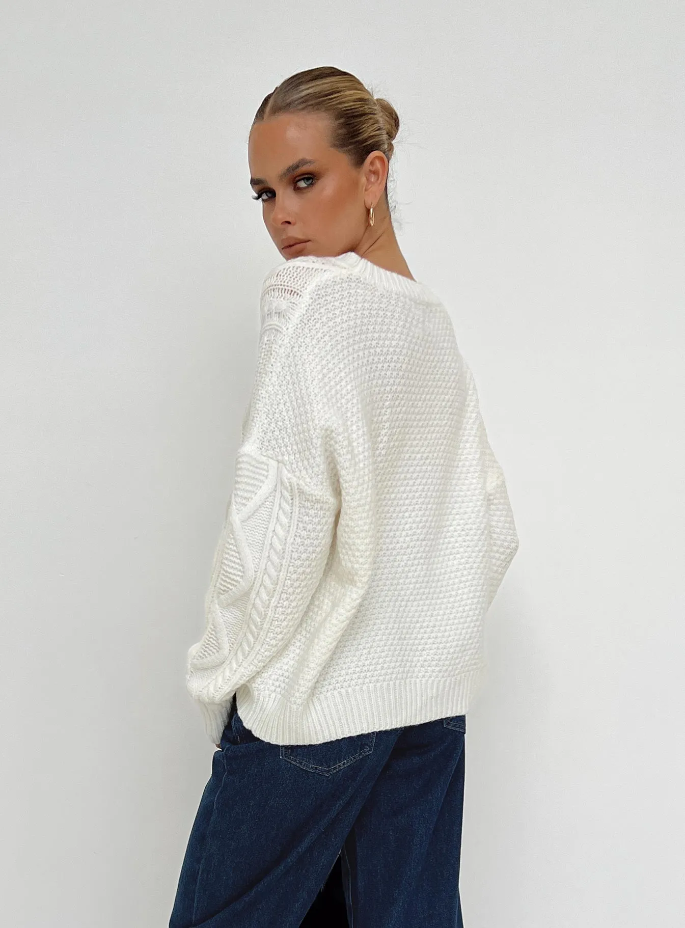 Canlish Cable Sweater Cream Lower Impact sold by Princess Polly product image thumbnail 3
