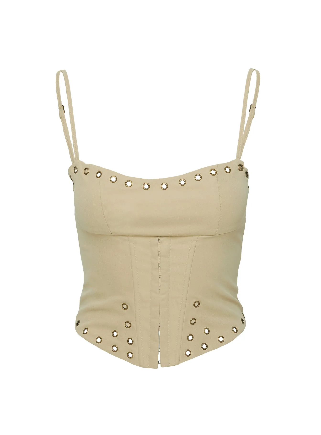 Alinzia Eyelet Corset Top Beige sold by Princess Polly product image thumbnail 5
