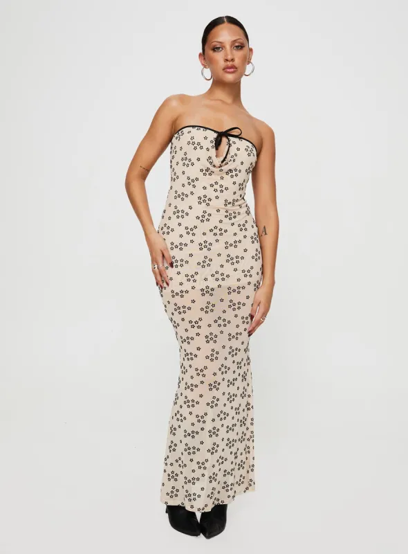 Illuminating Maxi Dress Beige Floral sold by Princess Polly