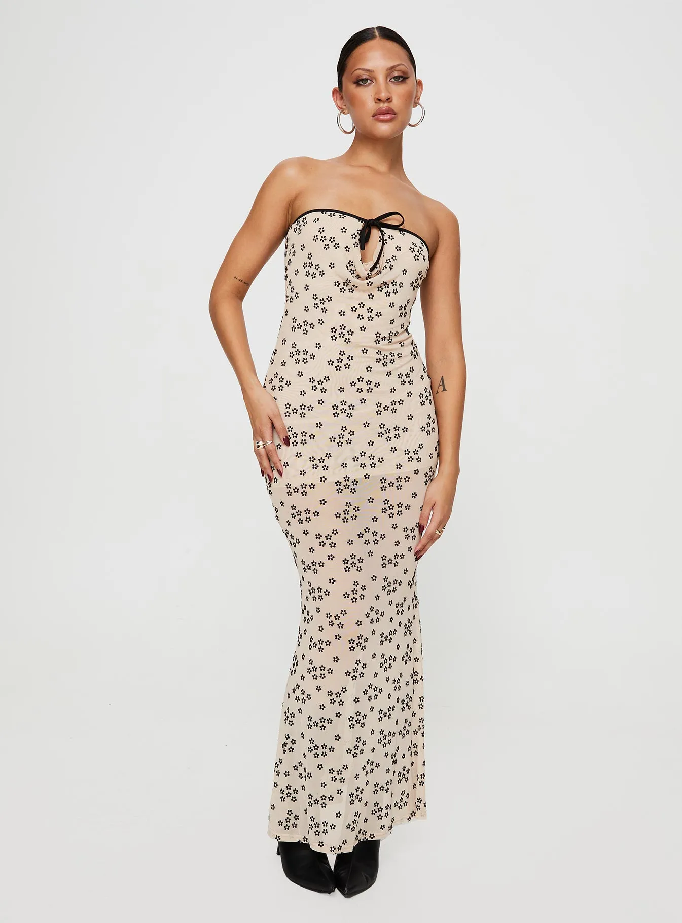 Illuminating Maxi Dress Beige Floral sold by Princess Polly