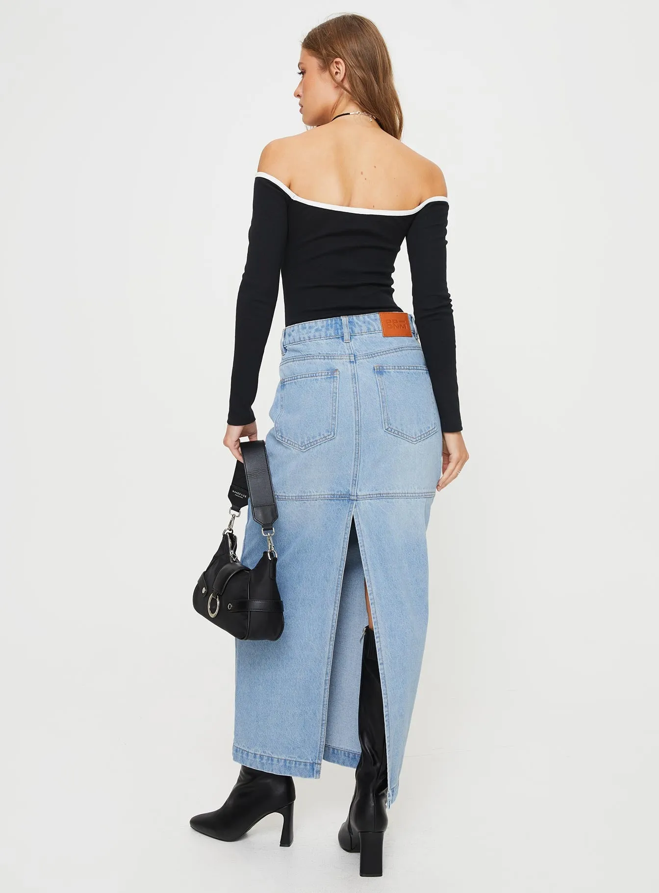 Markanna Denim Midi Skirt Light Wash sold by Princess Polly product image thumbnail 4