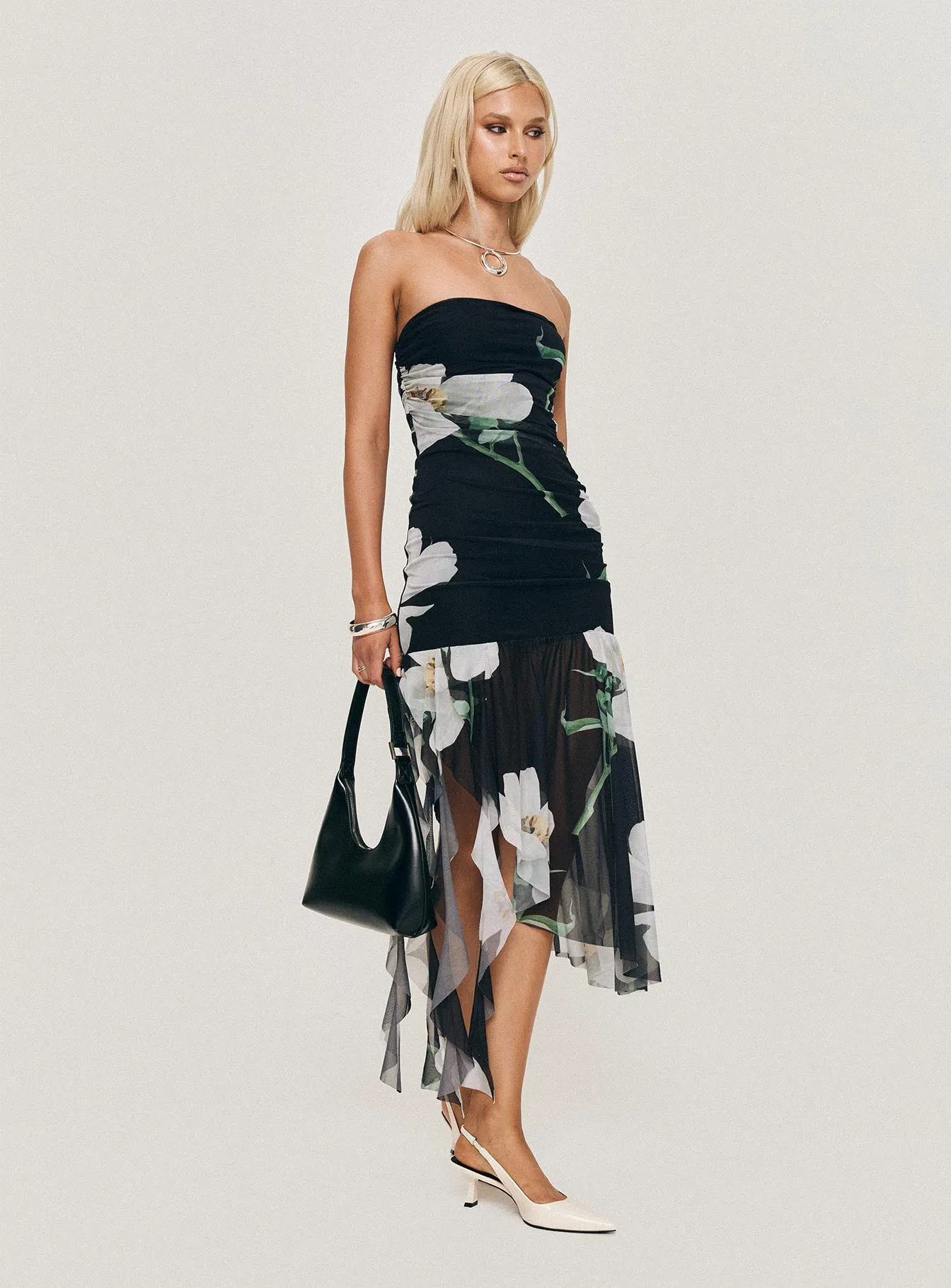 Nektaria Strapless Midi Dress Multi sold by Princess Polly