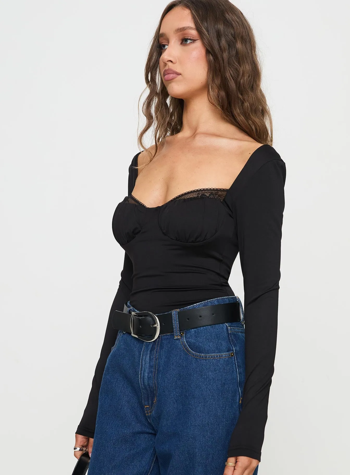 Peekaboo Long Sleeve Bodysuit Black sold by Princess Polly product image thumbnail 4