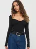 Peekaboo Long Sleeve Bodysuit Black sold by Princess Polly