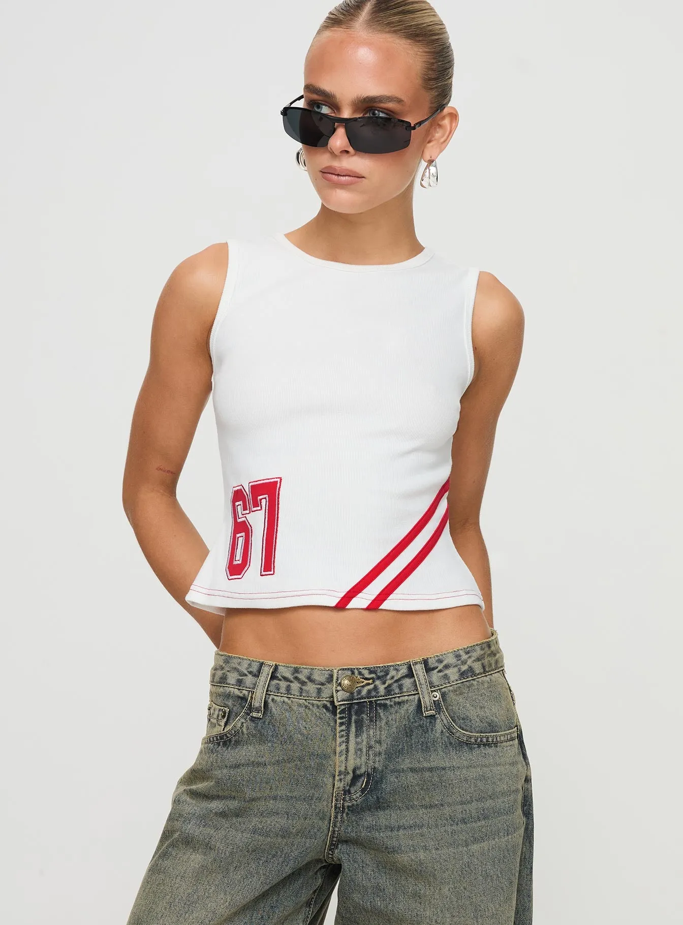 Fast 67 Tank Top White / Red sold by Princess Polly product image thumbnail 2