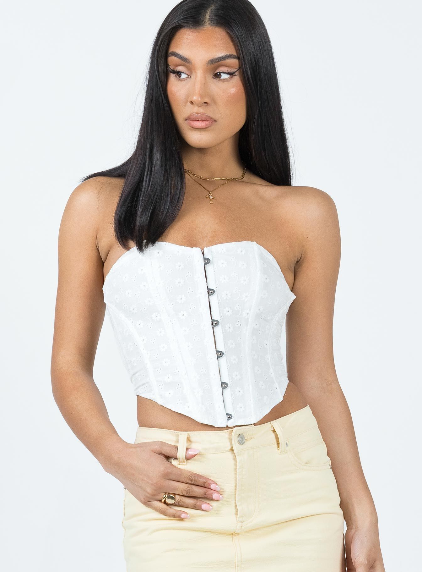 In the Moment Strapless Top White Broderie sold by Princess Polly product image thumbnail 2