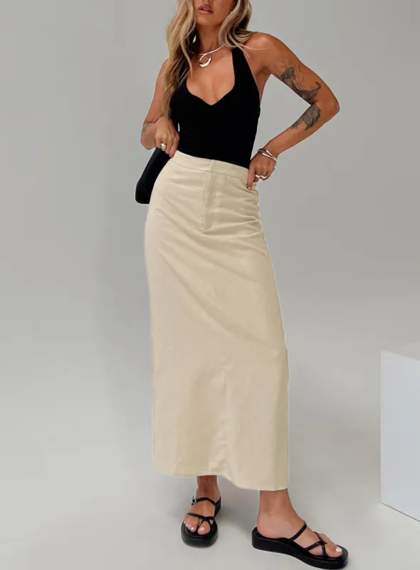 Romeria Maxi Skirt Beige sold by Princess Polly