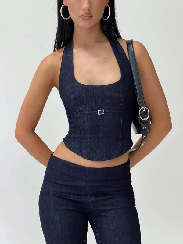 Nasya Halter Top Indigo sold by Princess Polly