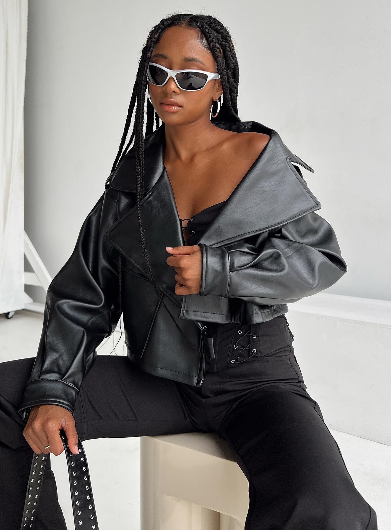 Burwood Faux Leather Jacket Black sold by Princess Polly product image thumbnail 3