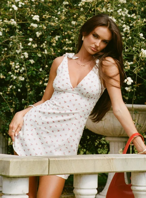 Island Time Mini Dress White / Pink Floral sold by Princess Polly