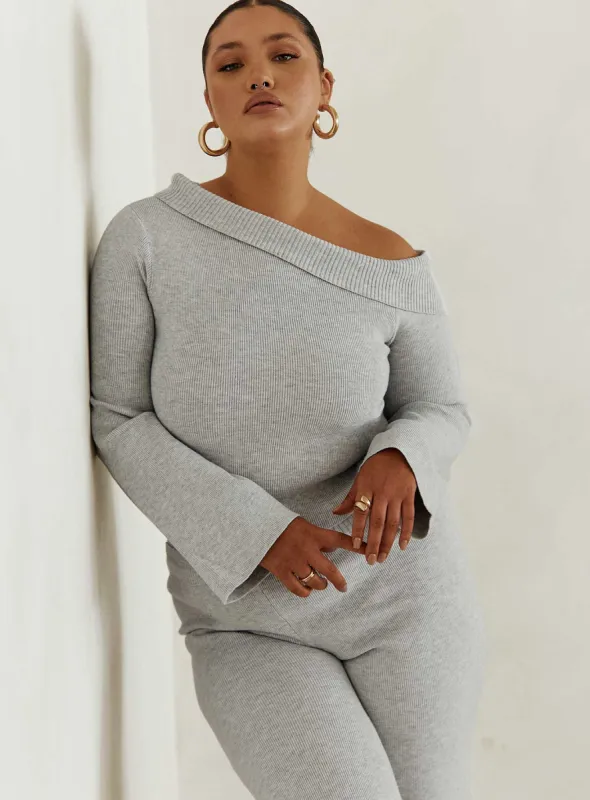 Sina Off The Shoulder Top Grey Curve sold by Princess Polly