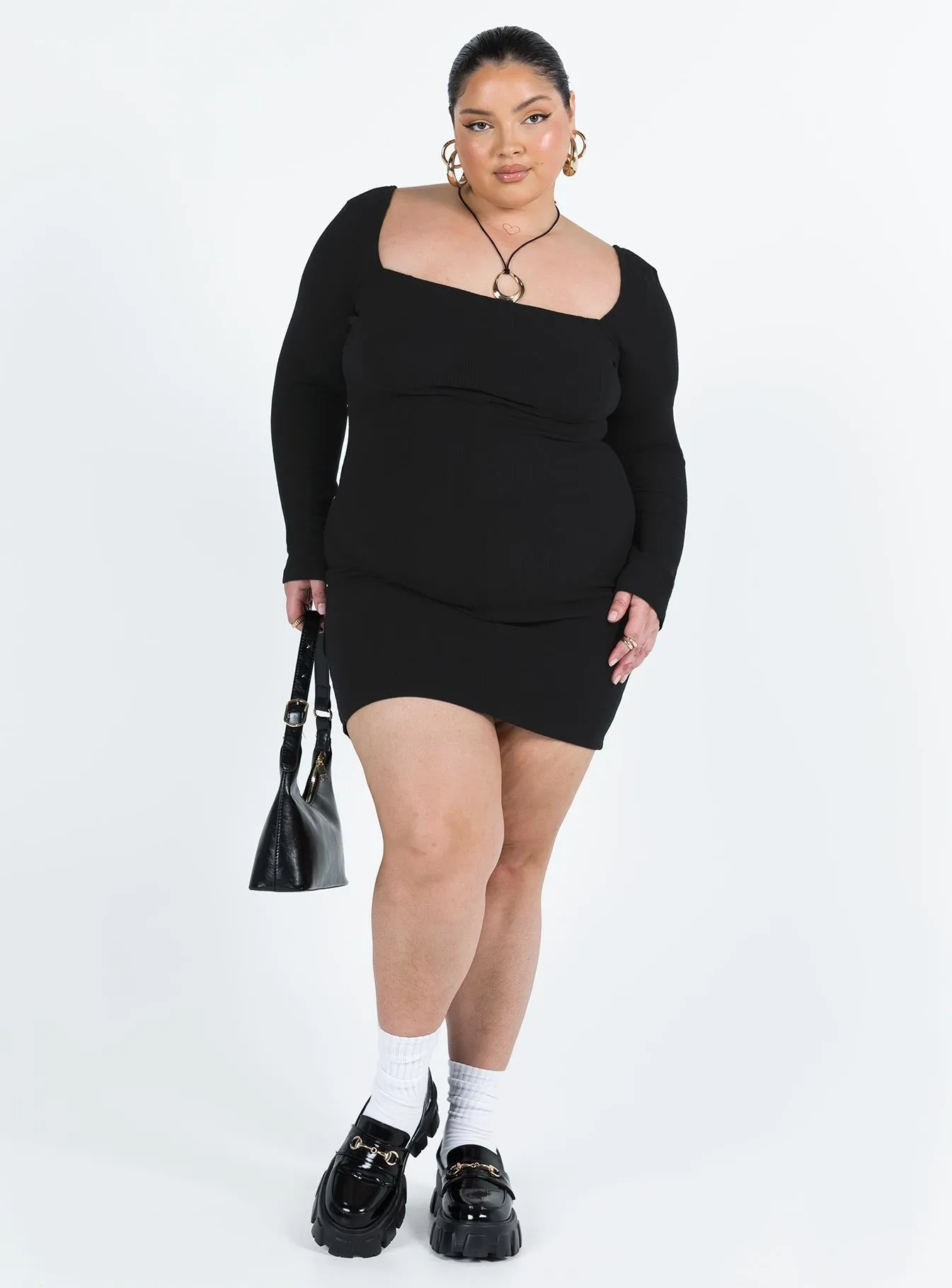 Denielle Mini Dress Black Curve sold by Princess Polly product image thumbnail 3
