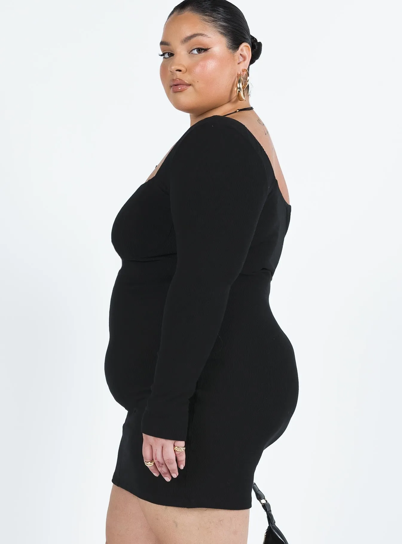 Denielle Mini Dress Black Curve sold by Princess Polly product image thumbnail 4