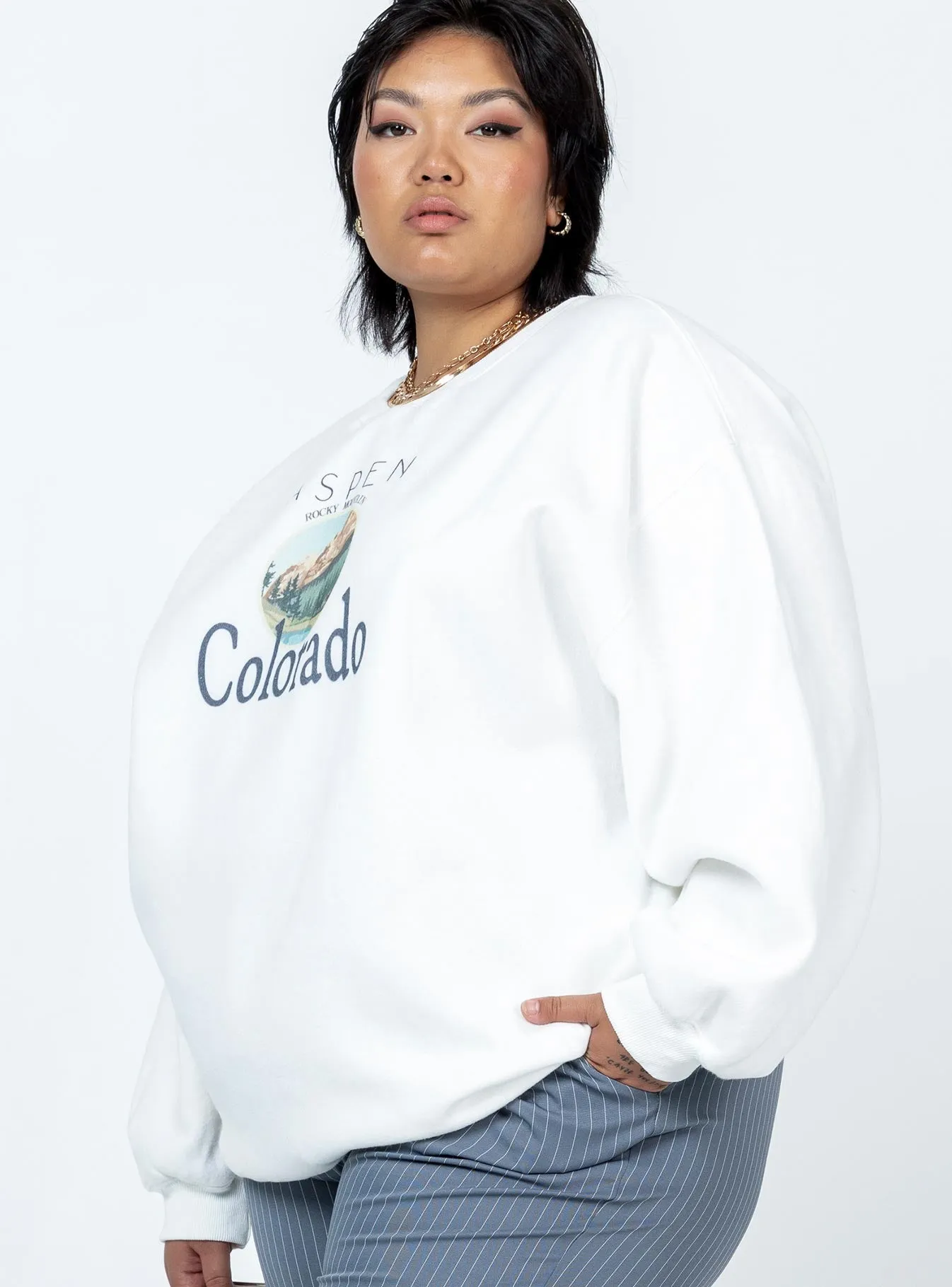 Colorado Oversized Crewneck Sweatshirt White Curve sold by Princess Polly product image thumbnail 4