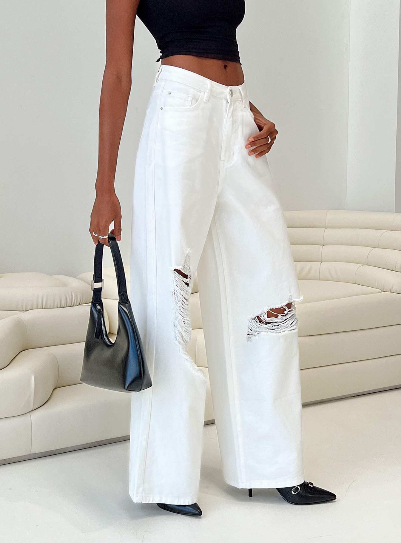 Chavez Wide Leg Jeans White Denim sold by Princess Polly product image thumbnail 3