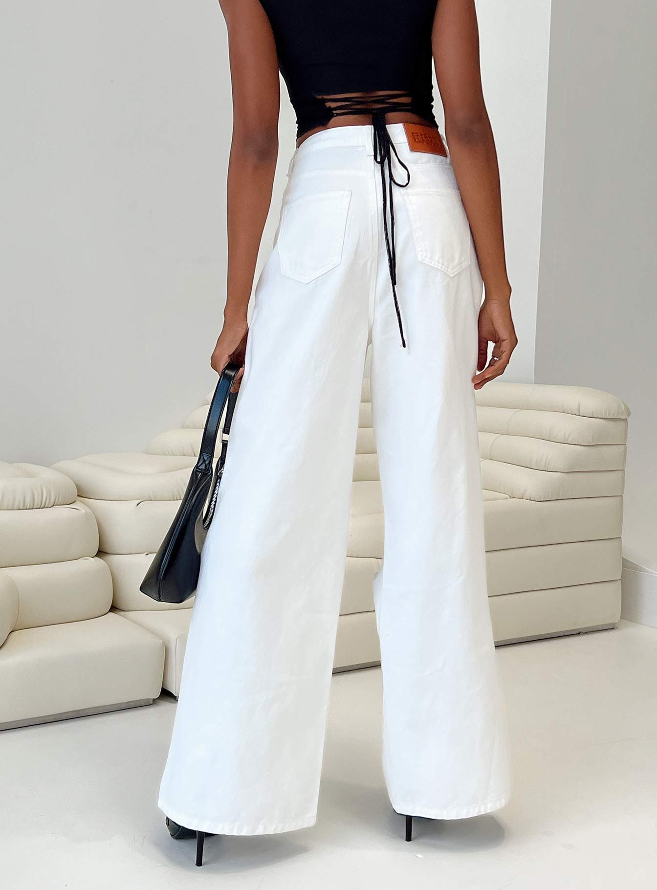 Chavez Wide Leg Jeans White Denim sold by Princess Polly product image thumbnail 4