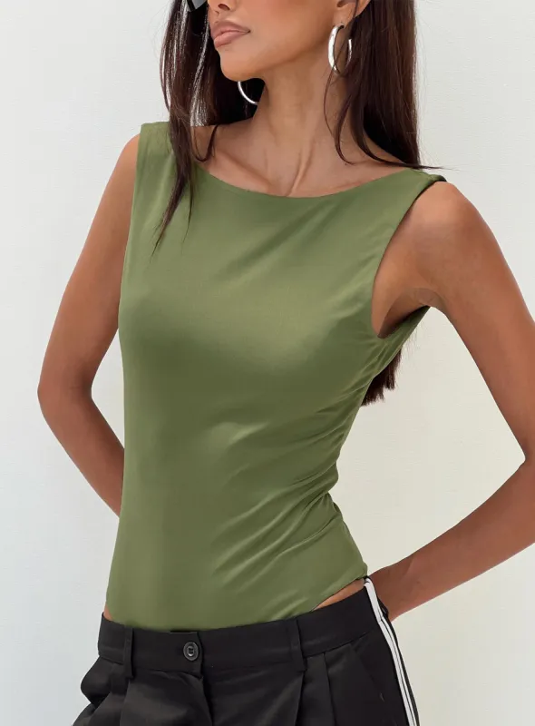Coomba Backless Bodysuit Green sold by Princess Polly
