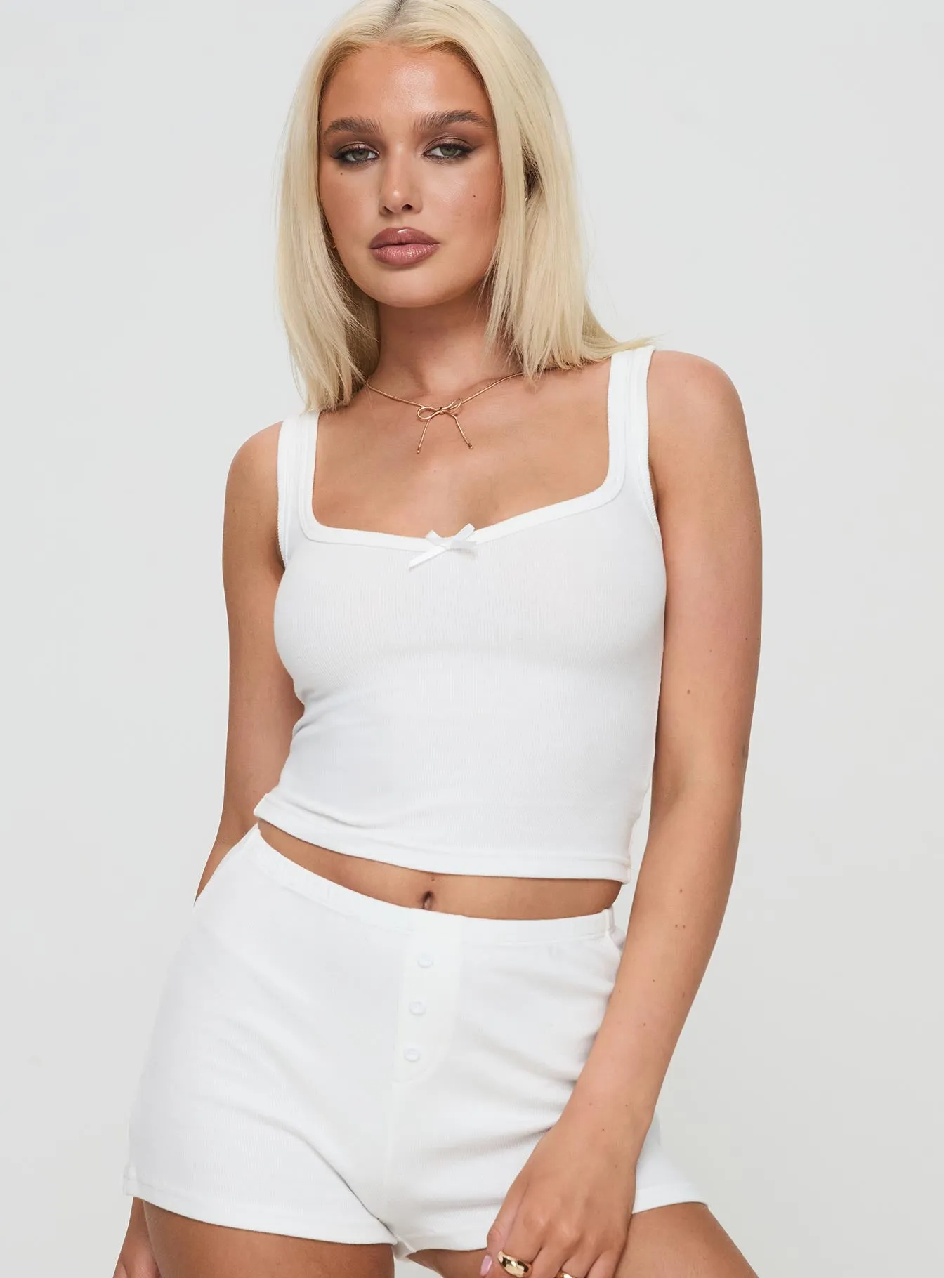 Olivette Rib Top White sold by Princess Polly product image thumbnail 2