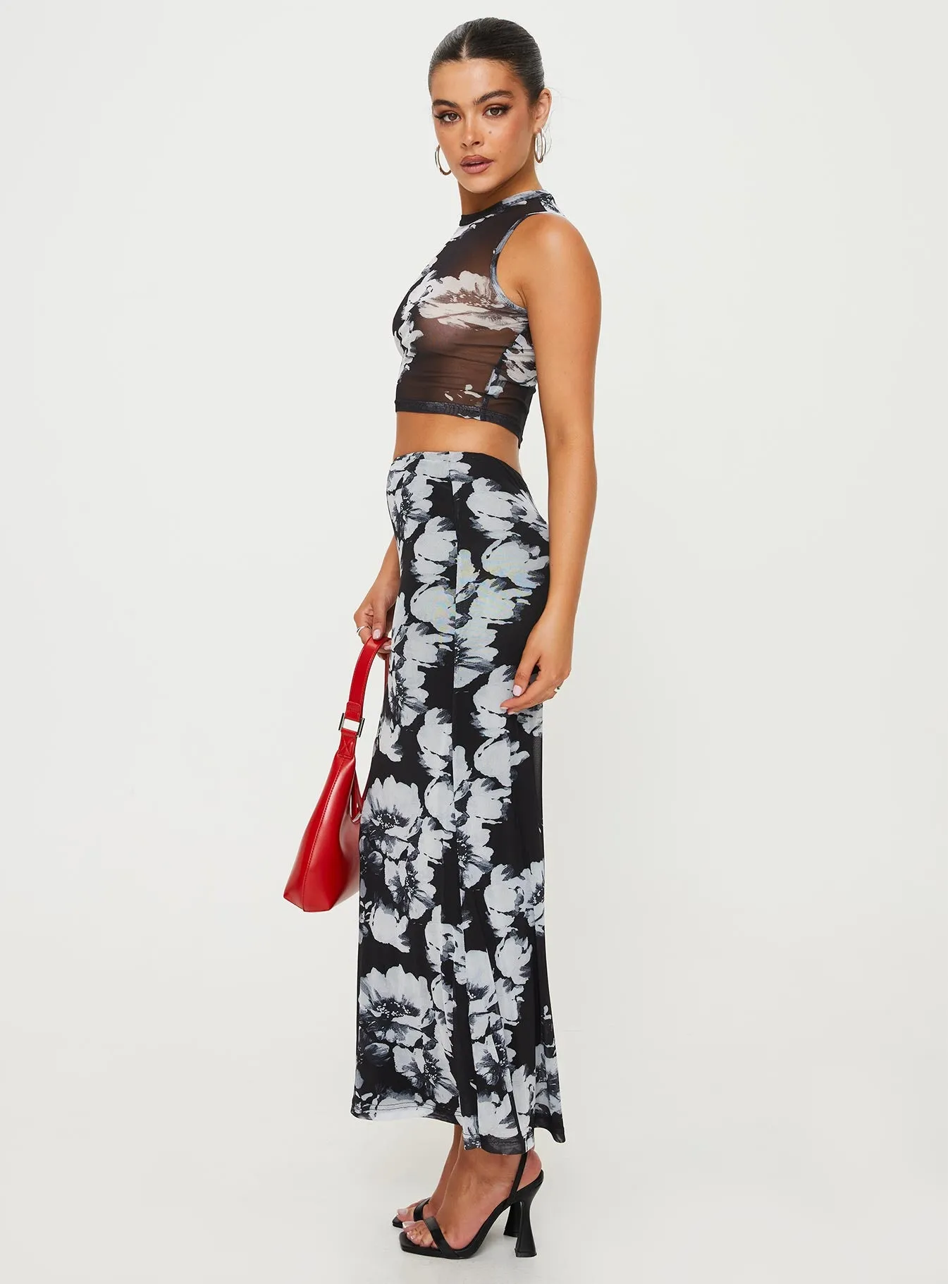 Missed Out Mesh Midi Skirt Black sold by Princess Polly product image thumbnail 4