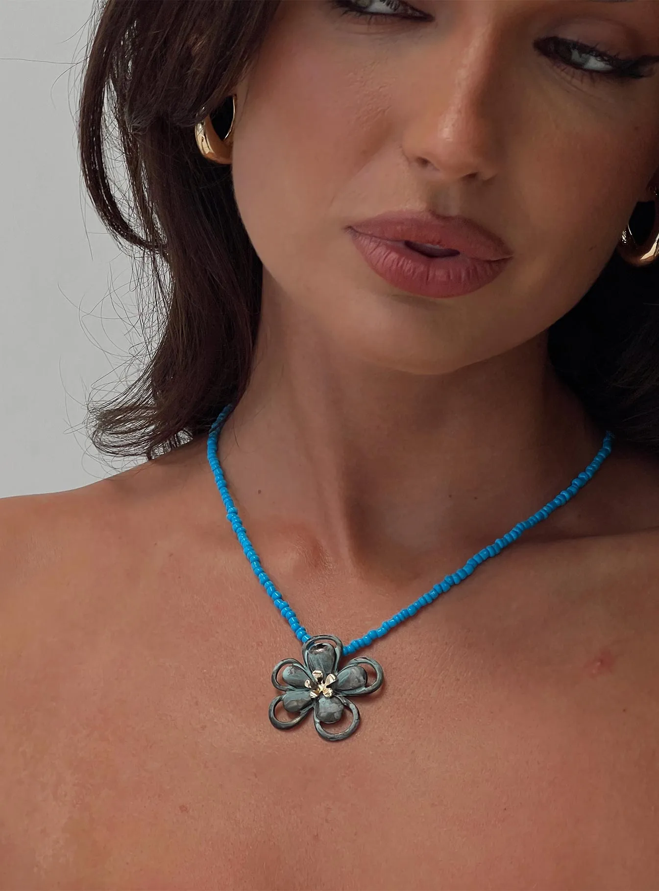 Hold On Tight Necklace Blue sold by Princess Polly