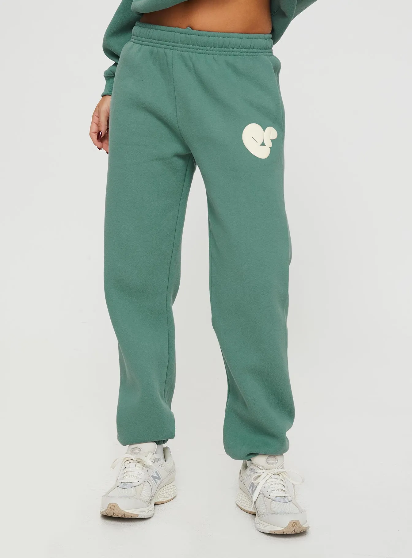Princess Polly Track Pants Bubble Text Sage / Eggshell sold by Princess Polly product image thumbnail 2